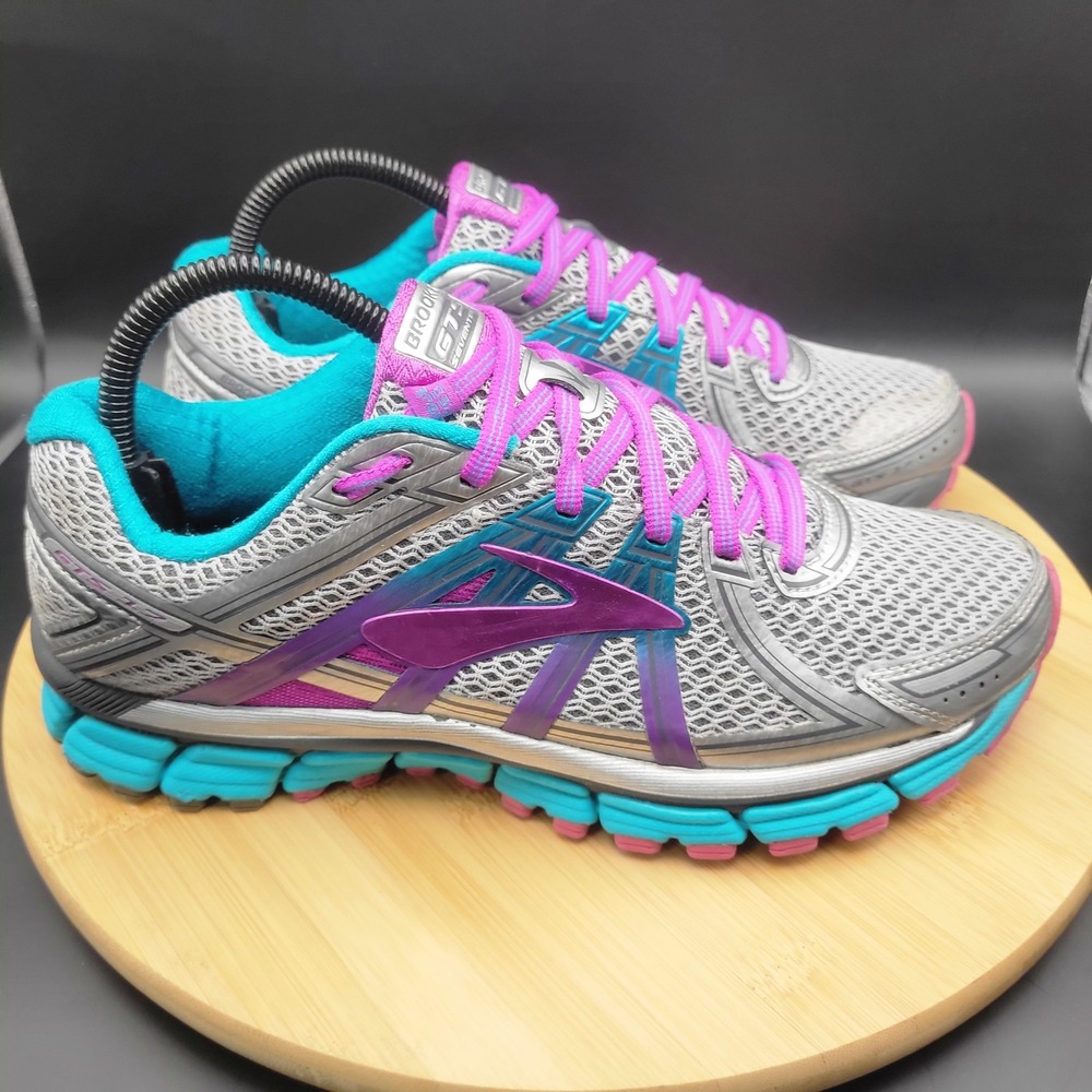 Brooks Adrenaline GTS 17 Womens Running Shoes Silver Purple Teal Size 9.5 - Picture 2 of 8